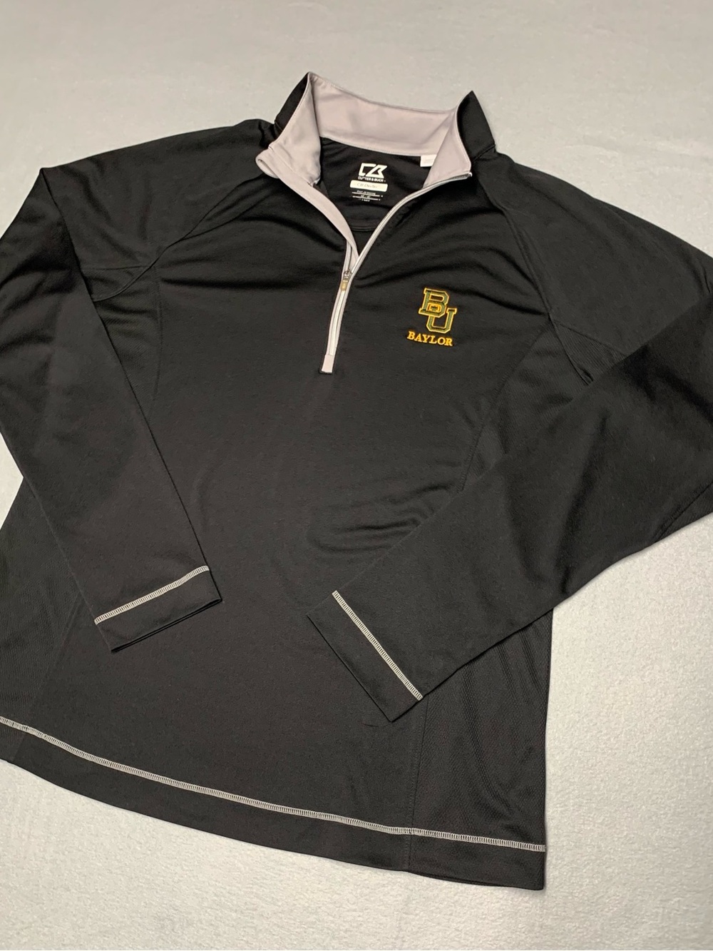 Women’s Cutter & Buck Black Quarter-Zip with Gold Baylor Logo